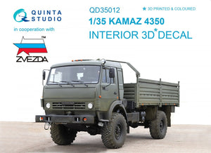 Quinta Studio QD35012 KAMAZ 4350 Mustang Family 3D-Printed &amp;amp; coloured Interior on decal paper (for Zvezda kits) 1/35