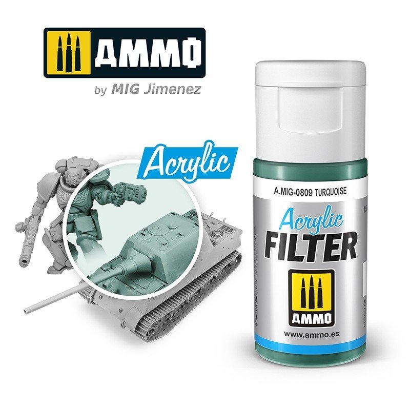 Filtre acrylique turquoise Ammo of Mig 0809 15 ml
