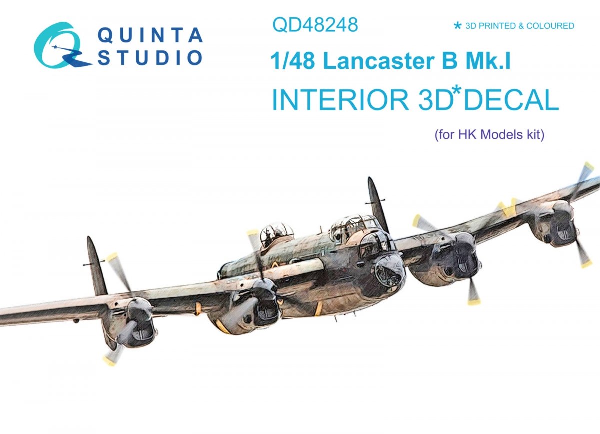 Quinta Studio QD48248 Lancaster B Mk.I 3D-Printed &amp; colored Interior on decal paper (HK Models) 1/48