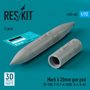 RESKIT RS72-0485 Mark 4 20mm gun pod (1 pcs) (3D Printed) 1/72