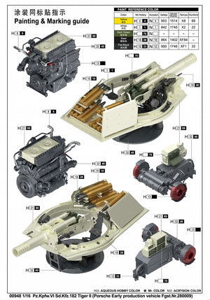 Trumpeter 00948 German Tiger II Heavy Tank - Porsche Turret Early Production 1/16 – Bild 6