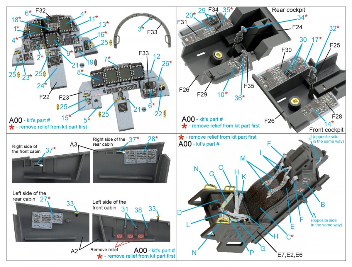 Quinta Studio QD32119 F-15E 3D-Printed &amp;amp; coloured Interior on decal paper ( Tamiya ) 1/32 – immagine 2