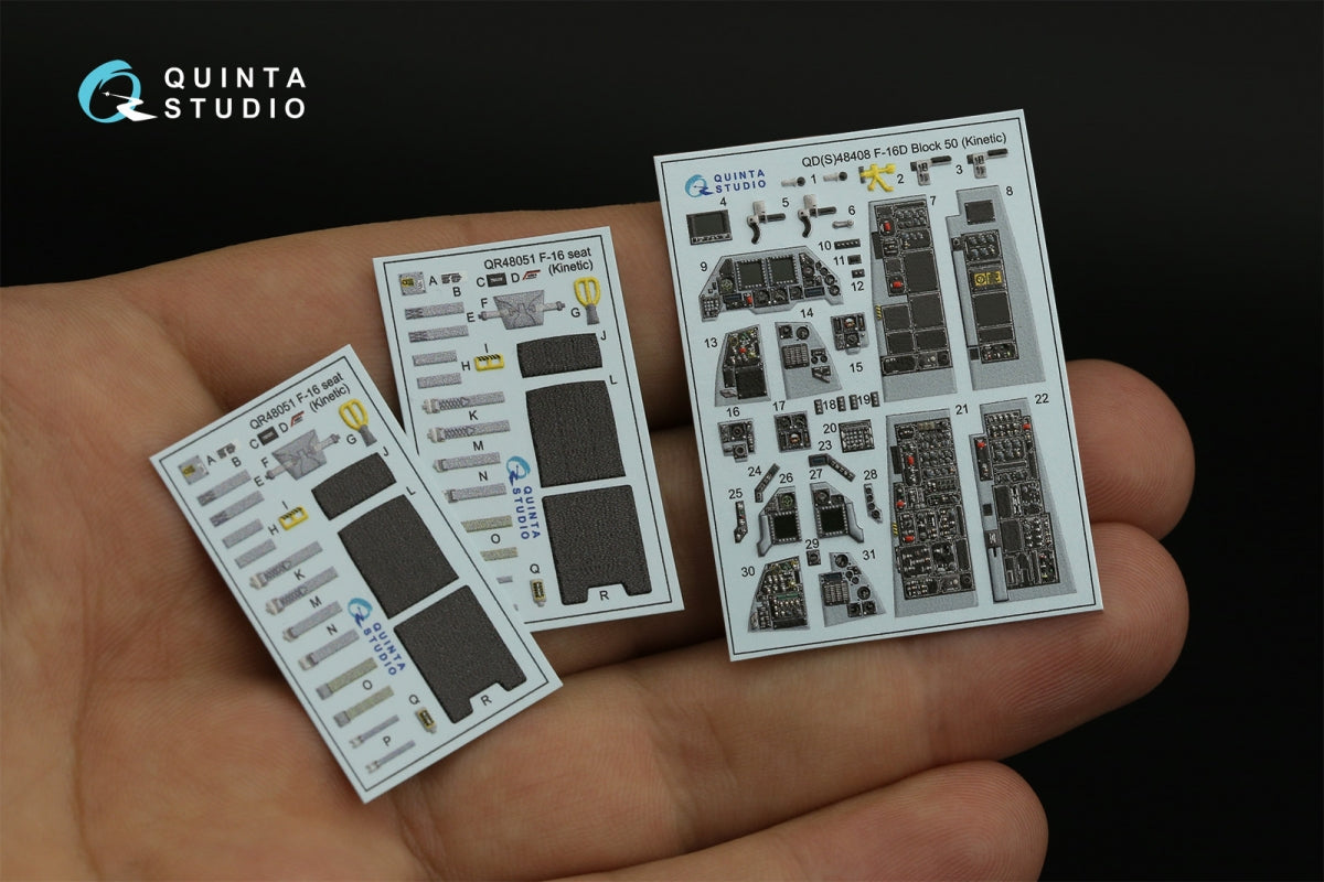 Quinta Studio QD48408 F-16D block 50 3D-Printed &amp;amp; coloured Interior on decal paper (Kinetic 2022 tool) 1/48 – zdjęcie 4