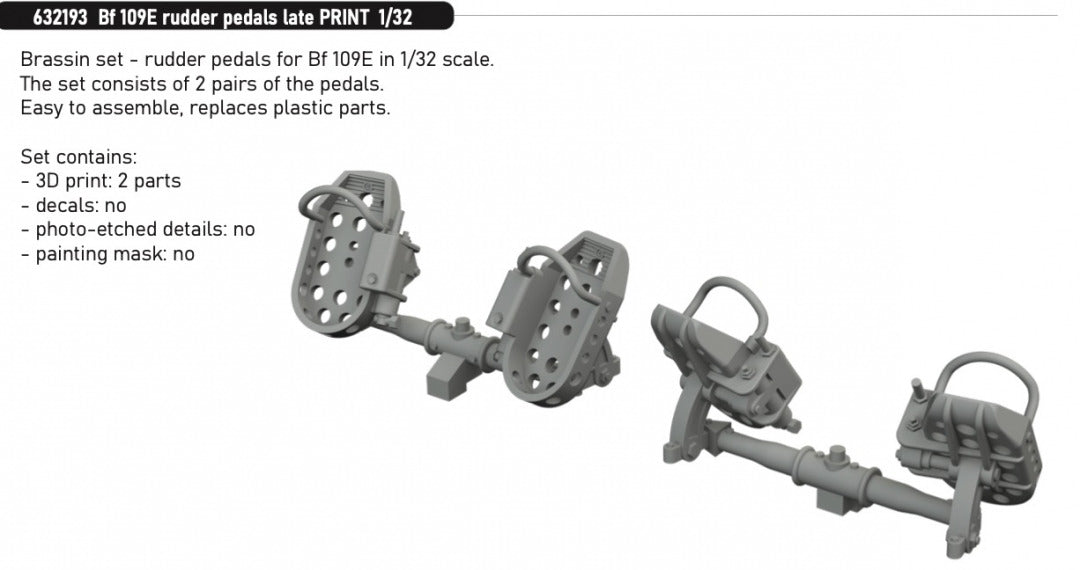 Eduard 632193 Bf 109E rudder pedals late PRINT 1/32 – zdjęcie 4