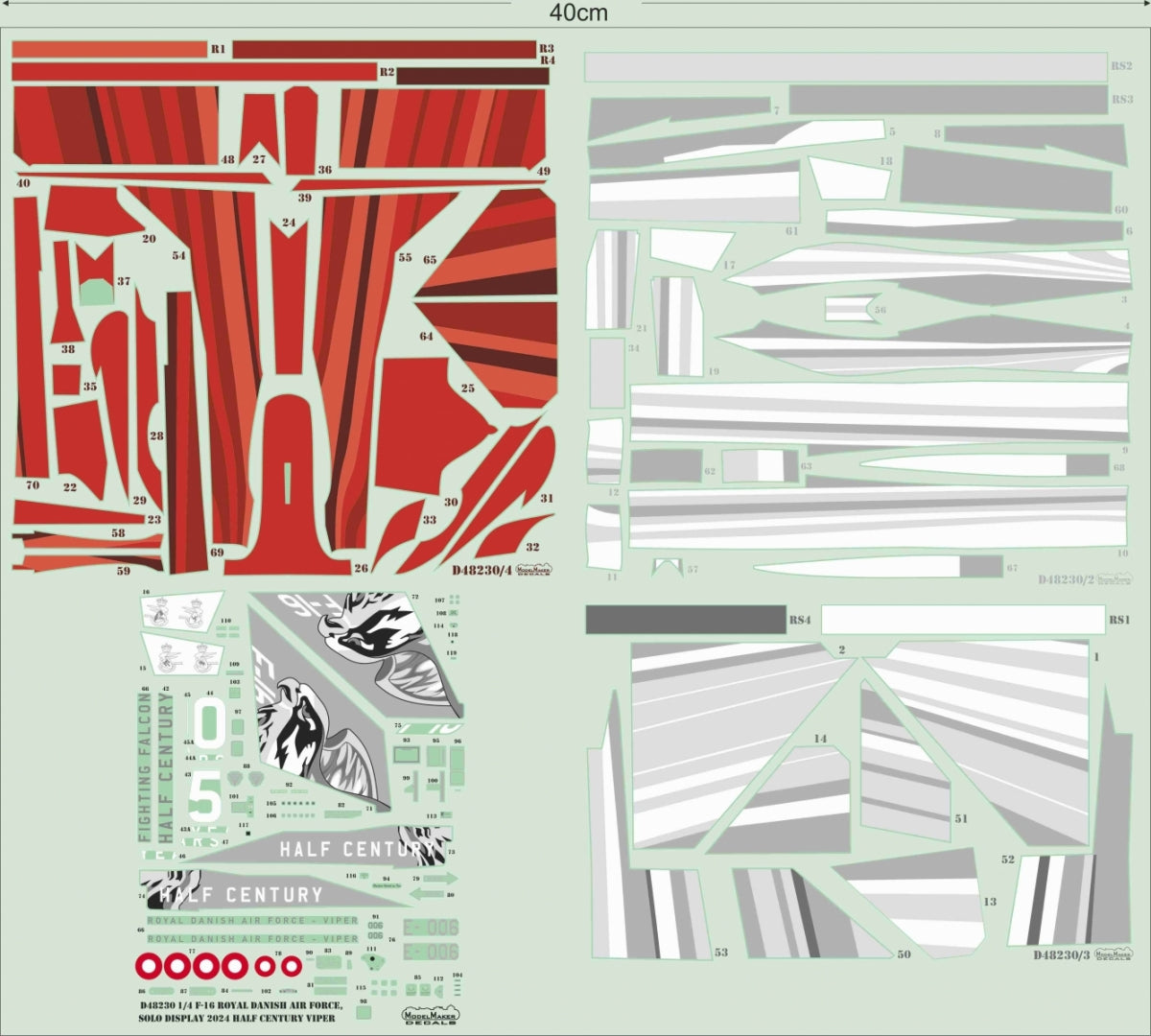 ModelMaker Decals D48230 F-16 Royal Danish Air Force, Solo Display 2024 Half Century Viper 1/48 – Bild 2