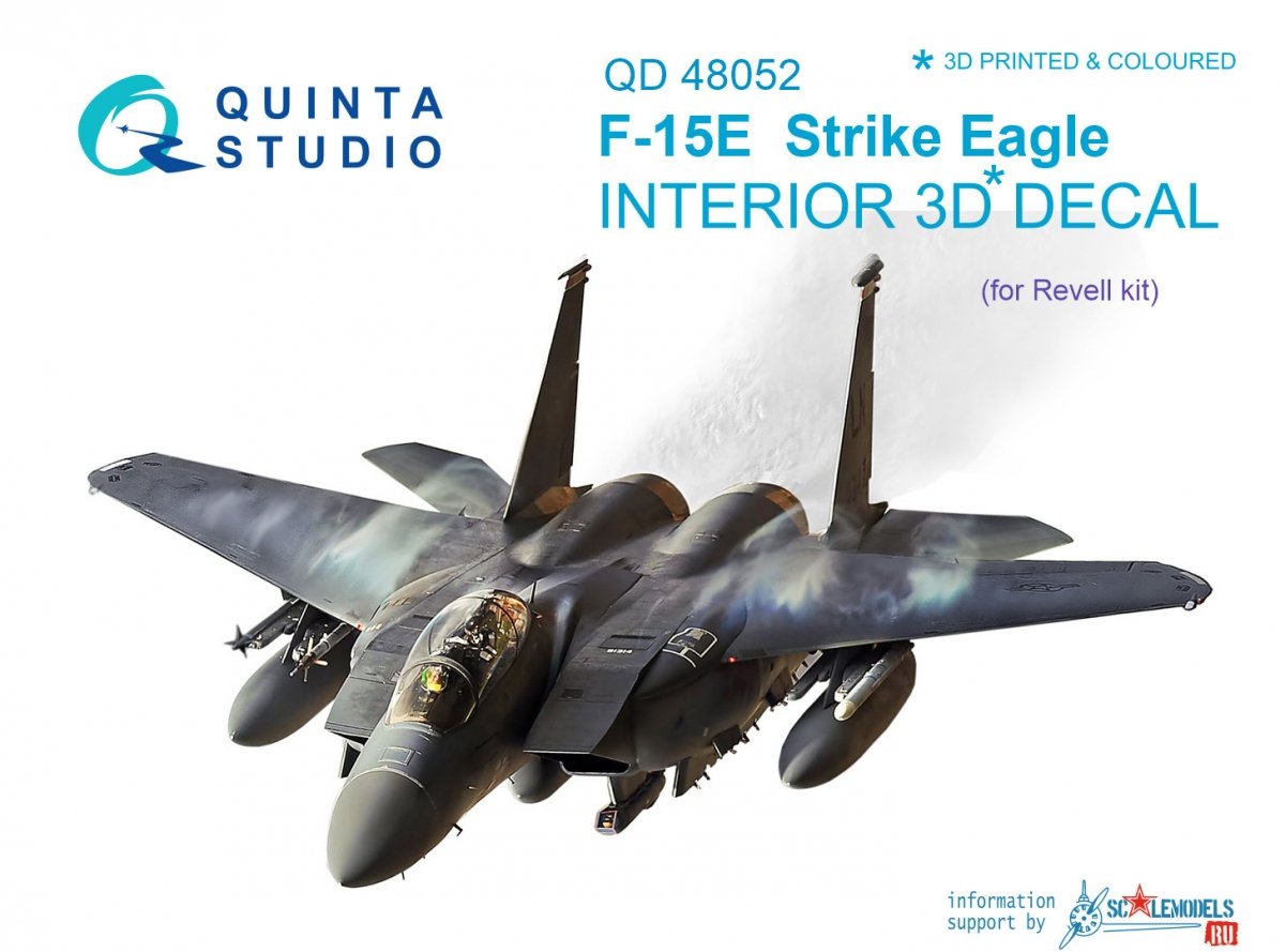 Quinta Studio QD48052 F-15E 3D-Printed &amp;amp; coloured Interior on decal paper (for Revell kit) 1/48