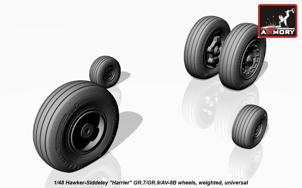Roues avec pneus lestés pour Hawker-Siddeley Harrier GR.7/GR.9/AV-8B (Armory Models AW48405) à l&amp;#39;échelle 1/48 – image 5