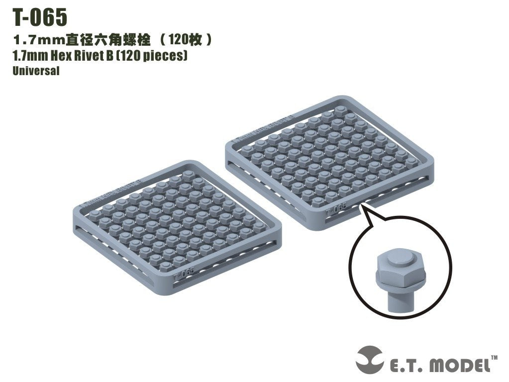 ET Model T-065 1.7mm Hex Rivet (240 pieces) (rivets)