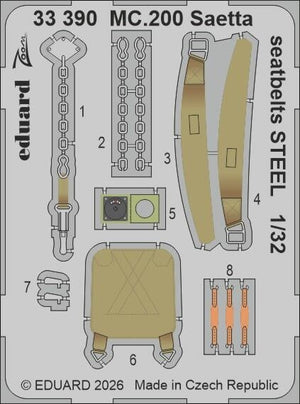 Eduard 33391 Spitfire Mk. Vb seatbelts STEEL KOTARE 1/32