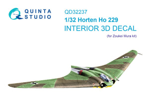 Quinta Studio QD32237 Horten Ho 229 Intérieur coloré imprimé en 3D sur papier décalcomanie (Zoukei Mura) 1/32