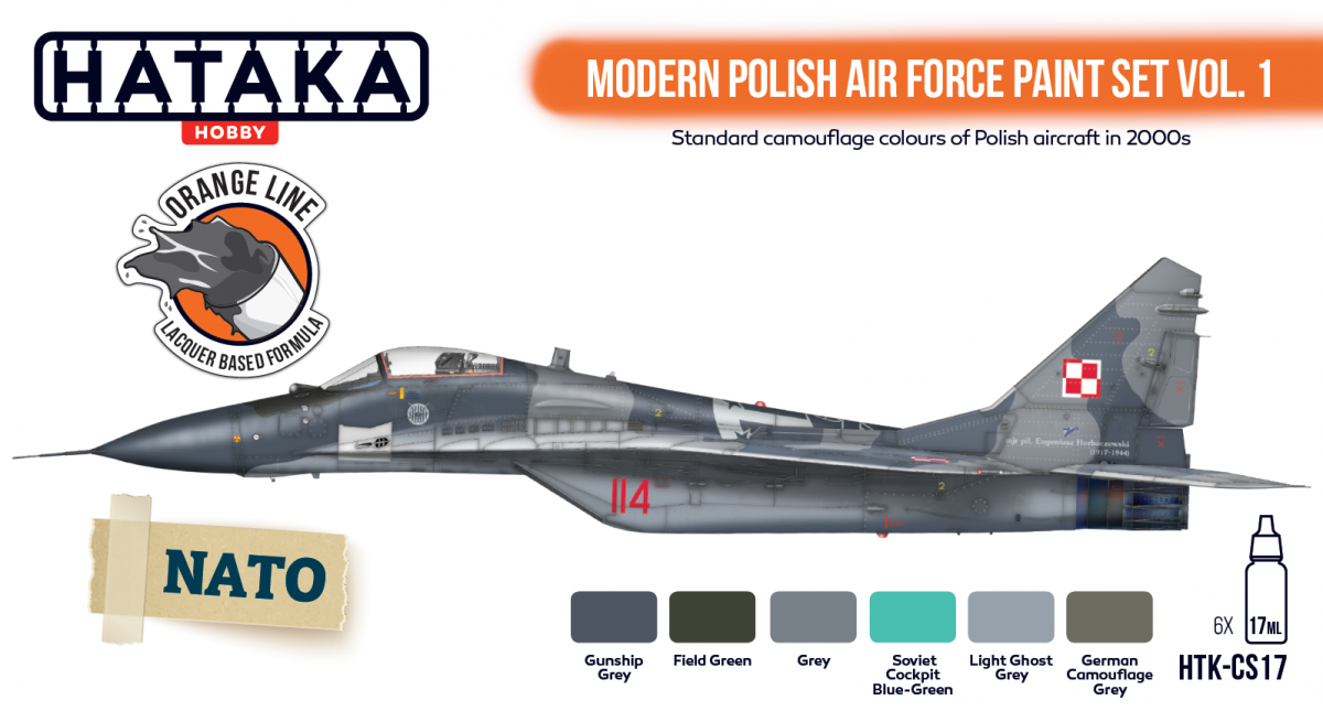 Hataka HTK-CS17 ORANGE LINE – Coffret de peinture moderne pour l&amp;#39;armée de l&amp;#39;air polonaise, vol. 1, 6 x 17 ml – image 2