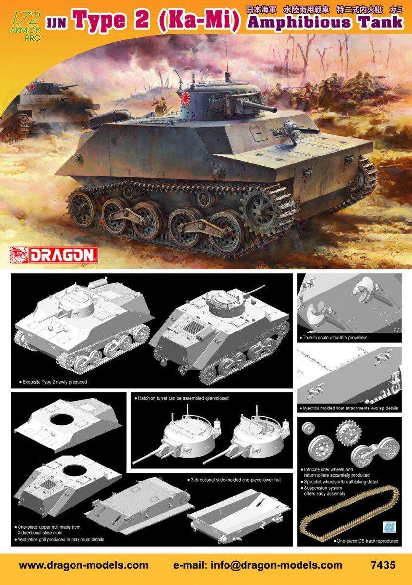 Dragon 7435 Japanese Type 2 (Ka-Mi) Amphibious Tank 1/72 – image 2