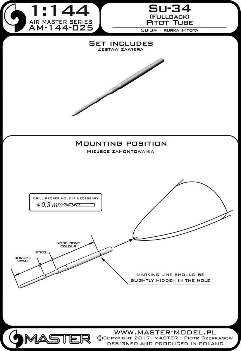 Tube Pitot Master AM-144-025 Su-34 (Fullback) (1/144) – image 3