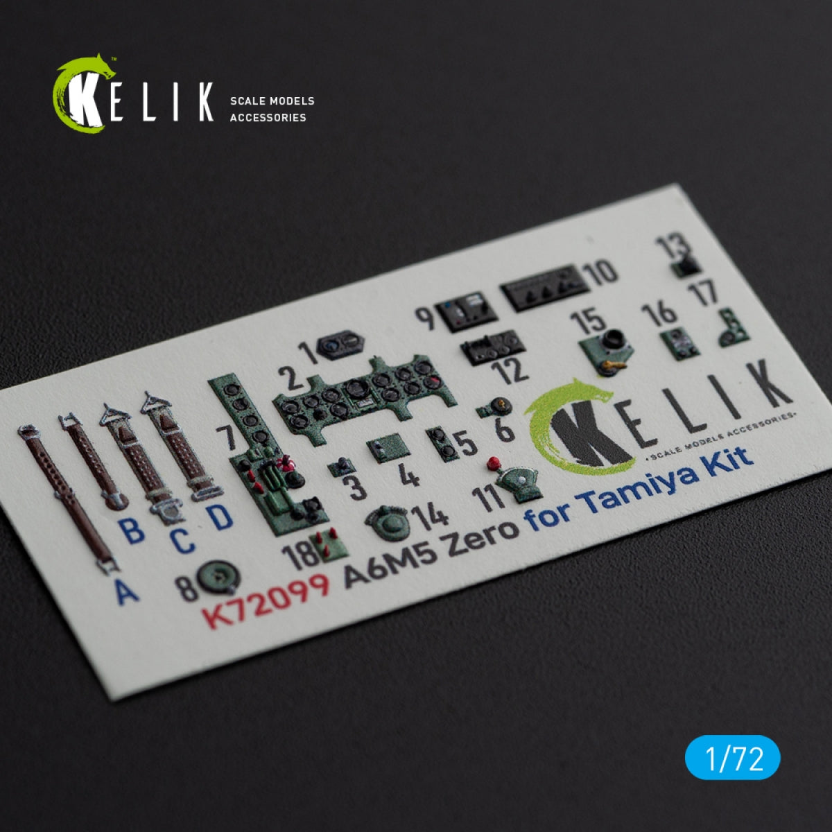KELIK K72099 A6M5 Zero - interior 3D decals for Tamiya kit 1/72