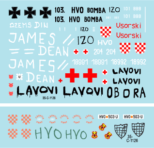 Star Decals 35-C1126 HVO (Croat). M-84, BRDM-2 2S1 Gvosdika, M-60P, M53/70 Praga, VW T3 1/35 – Bild 3