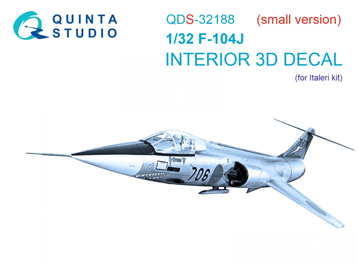 Intérieur coloré imprimé en 3D sur papier décalcomanie (Italeri) pour F-104J (Quinta Studio QDS-32188) (petite version) 1/32