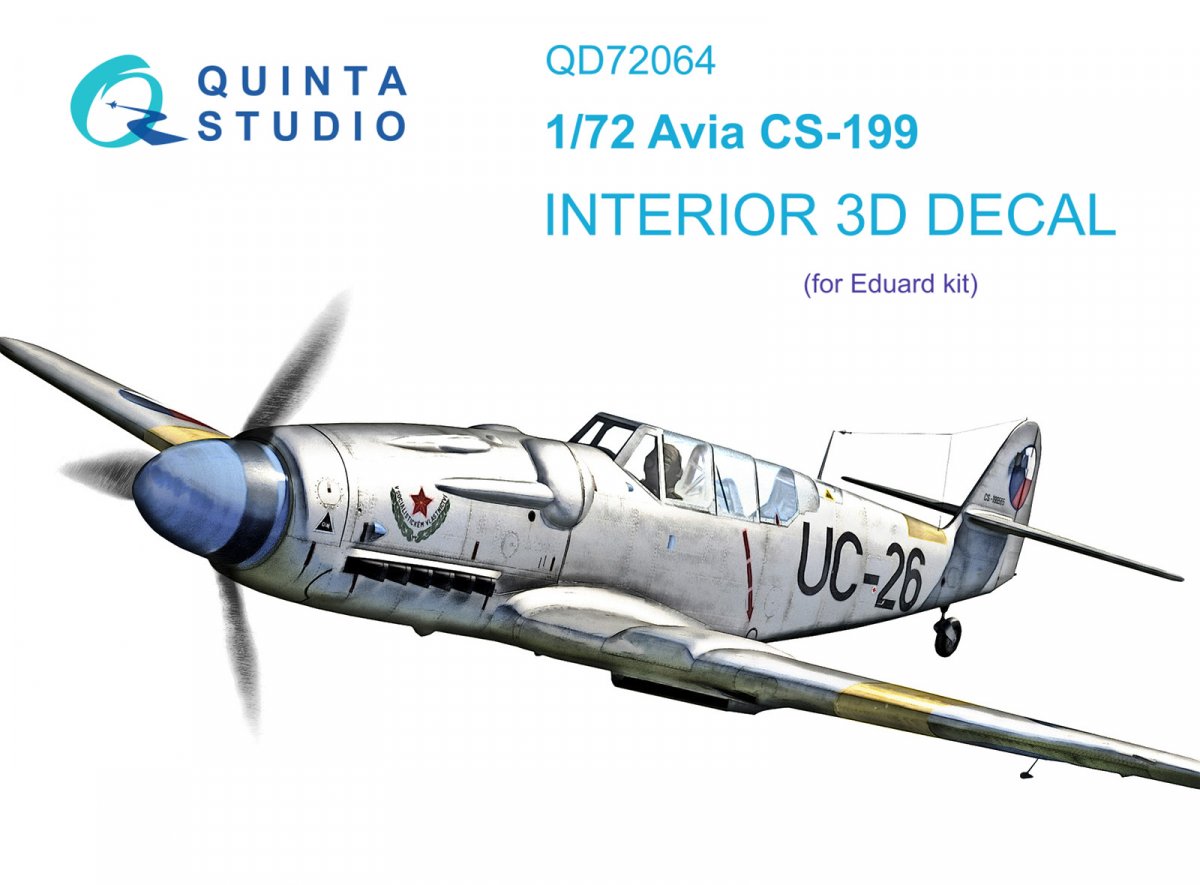 Quinta Studio QD72064 Avia CS-199 3D-Printed &amp;amp; coloured Interior on decal paper (Eduard) 1/72