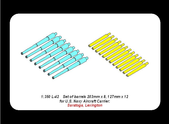 Aber 350L-42 Set of barrels 203mm x 8; 127mm x 12 for Japan Navy Saratoga, Lexington 1/350 – Bild 5