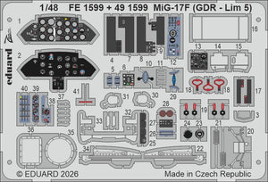 Eduard FE1599 MiG-17F (GDR - Lim 5) PE Parts for cockpit KINETIC MODEL 1/48