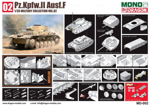 Dragon MD002 Pz.Kpfw.II Ausf.F avec intérieur Afrika Corps 1/35