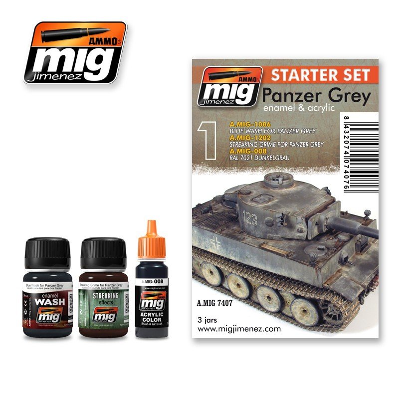 AMMO of Mig Jimenez 7407 PANZER GRAY - STARTER SET