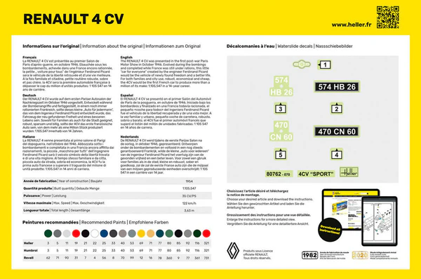 Heller 56762 STARTER KIT Renault 4 CV 1/24