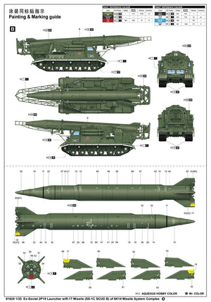 Trumpeter 01024 Ex-Soviet 2P19 Launcher w/R-17 Missile SS-1C SCUD B of 8K14 Missile System – immagine 2