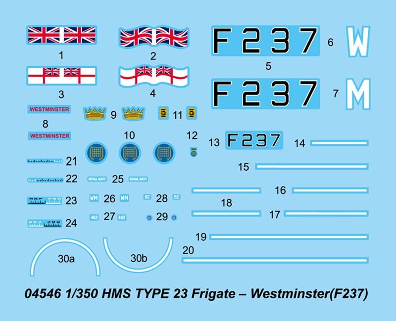 Trumpeter 04546 Frégate HMS TYPE 23 Westminster F237 (1/350) – image 4