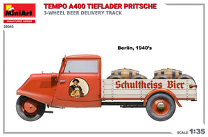 MiniArt 38045 TEMPO A400 TIEFLADER PRITSCHE CAMION DE LIVRAISON DE BIÈRE À 3 ROUES 1/35 – image 5