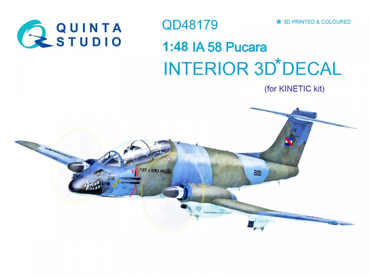 Intérieur imprimé en 3D et coloré sur papier décalcomanie Quinta Studio QD48179 IA 58 Pucara (pour kit Kinetic) 1/48