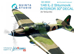 Quinta Studio QD48020 IL-2 3D-Printed &amp;amp; coloured Interior on decal paper (for Tamiya kit) 1/48