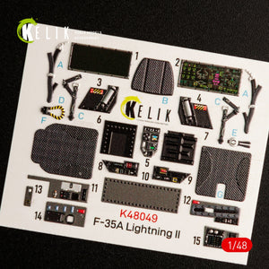 KELIK K48049 F-35A LIGHTNING II INTERIOR 3D DECALS FOR MENG KIT 1/48 – Bild 2