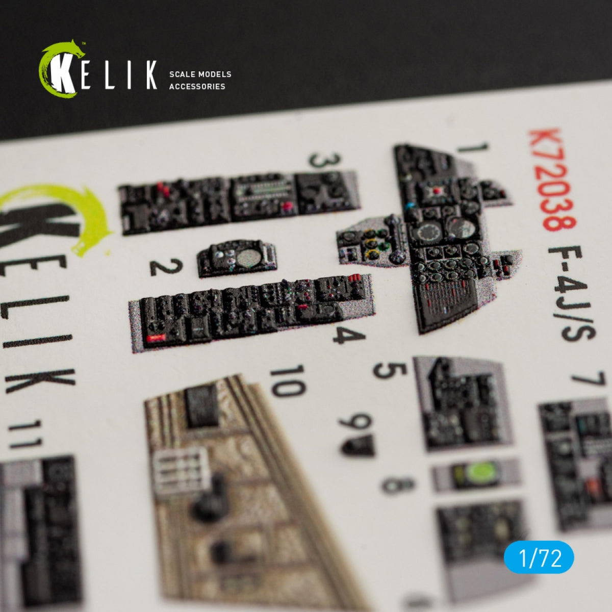 KELIK K72038 F-4J/S &amp;quot;PHANTOM II&amp;quot; INTERIOR 3D DECALS FOR HASEGAWA KIT 1/72 – immagine 3