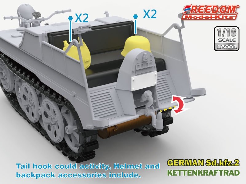 Freedom 16001 Sd.Kfz. 2 Kettenkraftrad Typ HK 101 1/16 – immagine 3