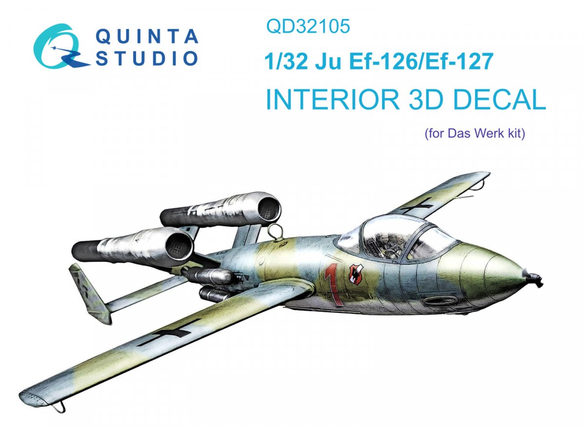 Quinta Studio QD32105 Ju EF 126/EF 127 3D-Printed &amp; colored Interior on decal paper (Das Werk) 1/32