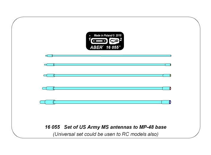 Aber 16055 Set of US Army MS antennas to MP-48 base 1/16 – immagine 7