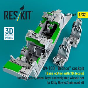 RESKIT RSU32-0169 OV-10D &amp;quot;Bronco&amp;quot; cockpit (Basic edition with 3D decals) landing gears, wheel bays and weighted wheels set for Kitty Hawk/Zimimodel kit (3D Printed) 1/32 – Bild 4