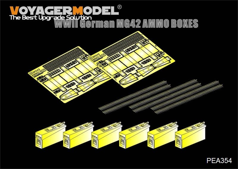 Voyager PEA354 Boîtes de munitions pour mitrailleuse allemande MG42 de la Seconde Guerre mondiale (GP) 1/35 