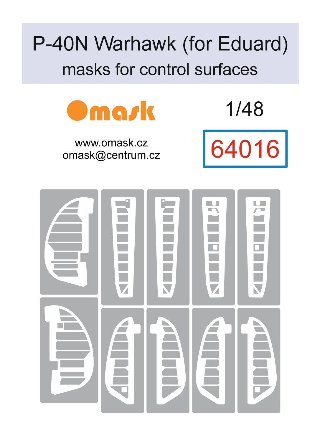 Omask 64016 1/48 P-40N Warhawk Masks for Control Surfaces  (for Eduard) 1/48