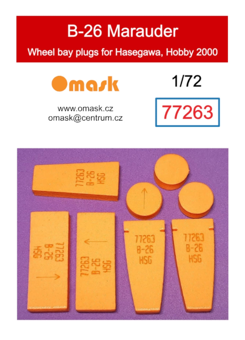 Omask 77263 1/72 B-26 Marauder Wheel Bay Plugs (for Hasegawa, Hobby 2000) 1/72