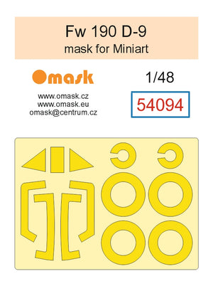 Omask 54094 1/48 Fw 190 D-9 Mask (for Miniart) 1/48