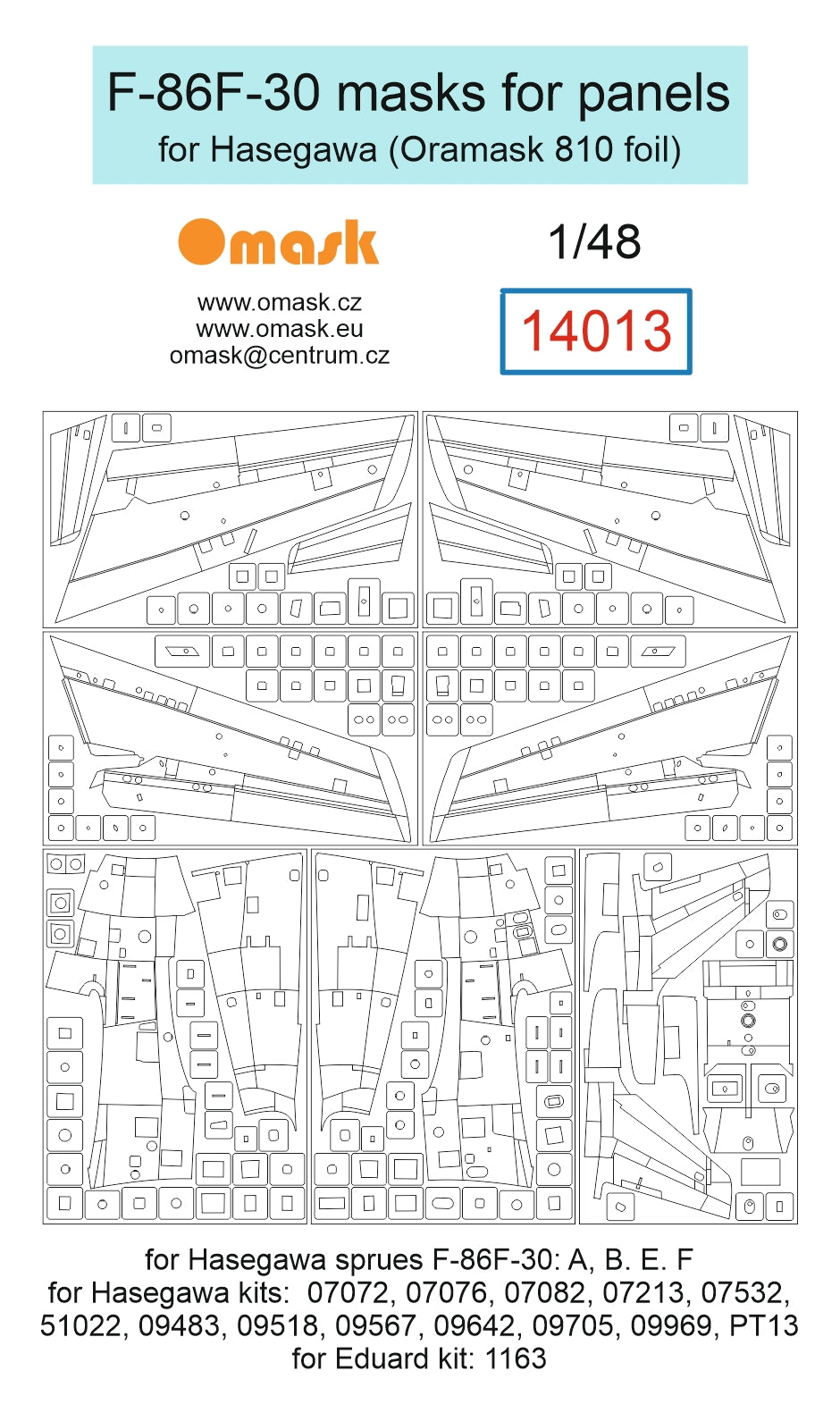 Omask 14013 F-86F-30 masks for panels (Hasegawa) 1/48