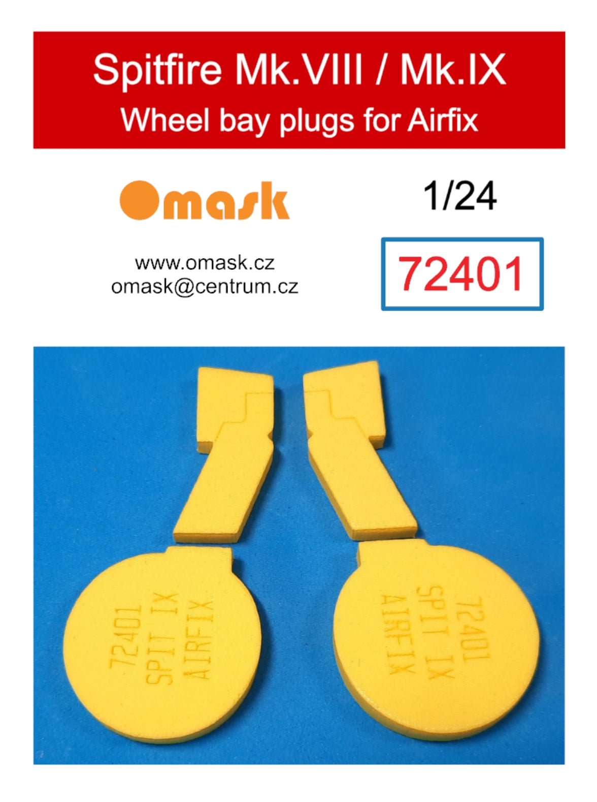 Omask 72401 1/24 Spitfire Mk. VIII / Mk. IX Wheel Bay Plugs (for Airfix) 1/24