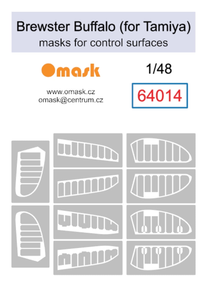 Omask 64014 1/48 Brewster Buffalo Masks for Control Surfaces  (for Tamiya) 1/48