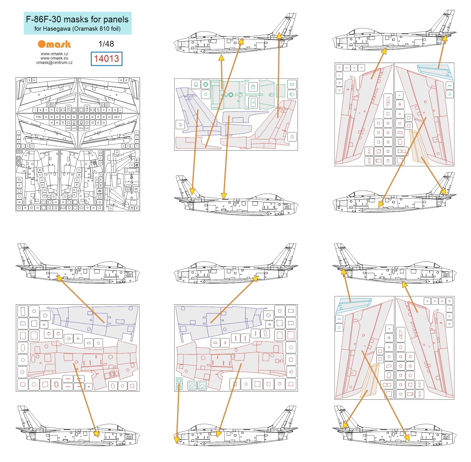Omask 14013 F-86F-30 masks for panels (Hasegawa) 1/48 – Bild 2