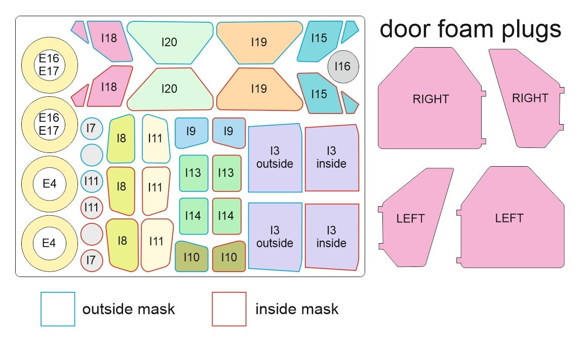 Omask 54101 1/48 DHC-2 Beaver / L-20A / U-6A Double Sided Mask and Door Foam Plugs (for Dora Wings) 1/48 – Bild 4